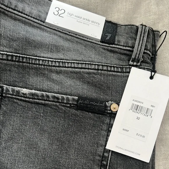 7 For All Mankind Women's Gray High Waist Ankle Skinny Jeans - Picture 2 of 8